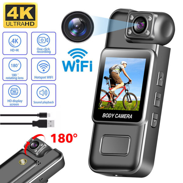 85f4ae4fe4ff0b9a 1080P HD WiFi Mini Portable Digital Video Recorder Color Screen Wearable Camera Night Vision Police Cam Small Bike Camcorder