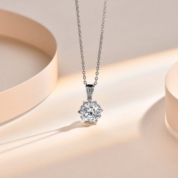1 Carat Round Brilliant Cut D Color Pendant Sier Moissanite Diamond Test Past White Gemstone Necklace