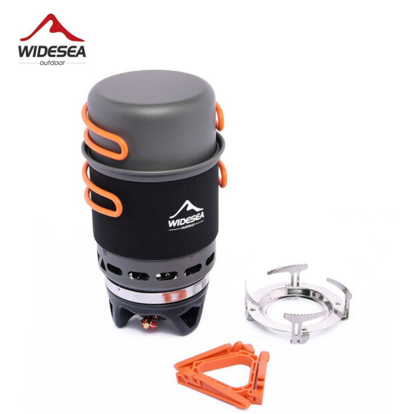 85fe76cd0cc4d8f3 Widesea Camping Cooking System with Heat Exchanger Outdoor Gas Burner Stove Tourist Pot Set Cup Tableware Cookware Tourism Hike