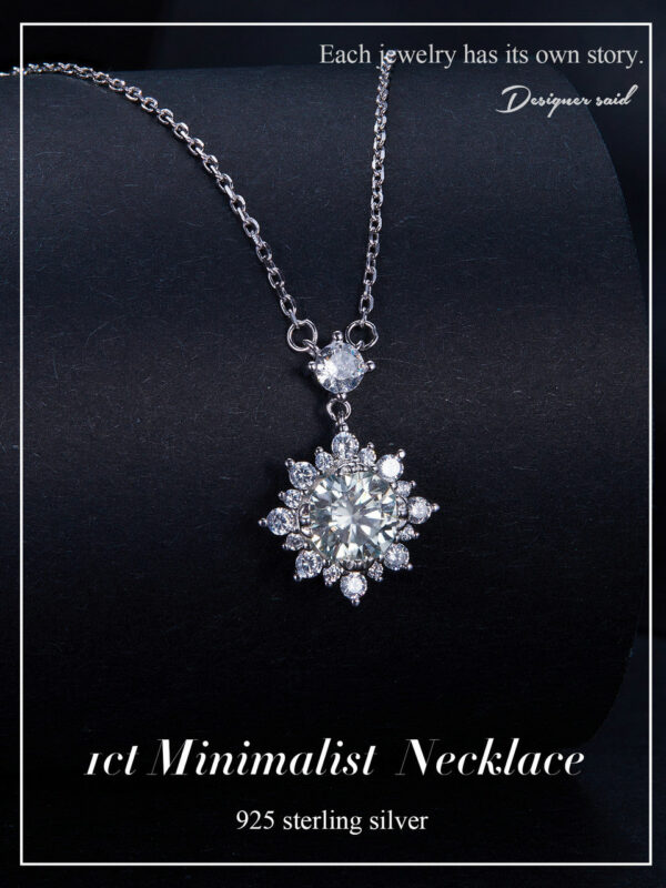 BAMOER Moissanite Halo for Women, 1 Carat Lab Grown Diamond Sterling Sier Chain Necklace