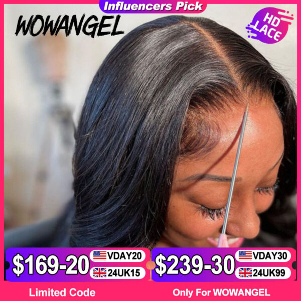 Wowangel 13x6 Full Wig Frontal Body Wave Human Hair 250% HD Lace Closure Wigs Melt Skins Glueless