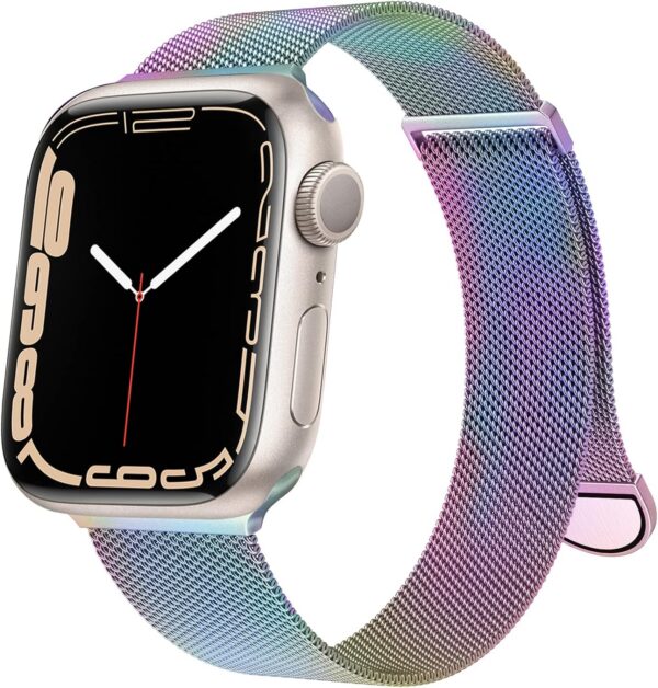 86134760e1f1ff3f OULUOQI Compatible with Apple Watch Band Series 9, Ultra/Ultra 2, SE 8 7 6 5 4 3 2 1 38mm 40mm 41mm 42mm 44mm 45mm 49mm Women and Men, Stainless Steel Milanese Loop Magnetic Clasp Replacement for