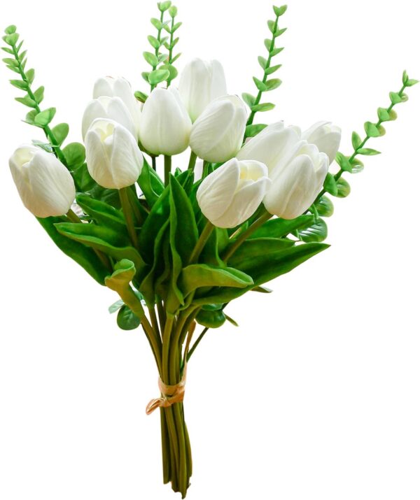 Mandy's 20pcs Yellow Artificial Tulip Silk Fake Flowers 13.5" for Mother's Day Easter Valentine’s Day Gifts in Bulk Home Kitchen Wedding Decorations
