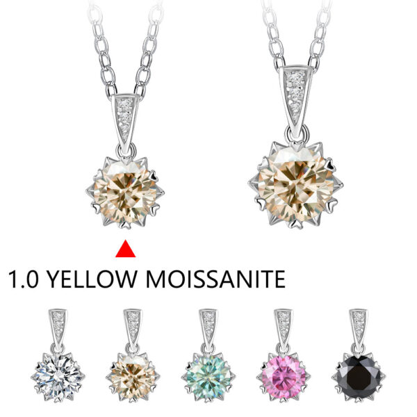 1 Carat Round Brilliant Cut D Color Pendant Sier Moissanite Diamond Test Past White Gemstone Necklace
