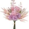 KIRIFLY Artificial Fake Flowers Plants Silk Flower Arrangements Wedding Bouquets Decorations Plastic Floral Table Centerpieces for Home Kitchen Garden Party Décor (Purple White)