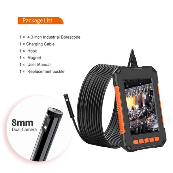 Industrial Endoscope 1080P 4.3 "Single Dual Lens HD1080P Car Inspection Borescope IP68 Waterproof Sewer Camera With LED
