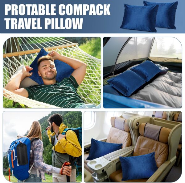 8653269e8c461aa4 2 Pack Camping Pillow for Sleeping Shredded Memory Foam Travel Pillow with Storage Bag, Compressible Portable Pillow for Outdoor Camp Backpacking Hiking Essential Gear (Blue, Small)