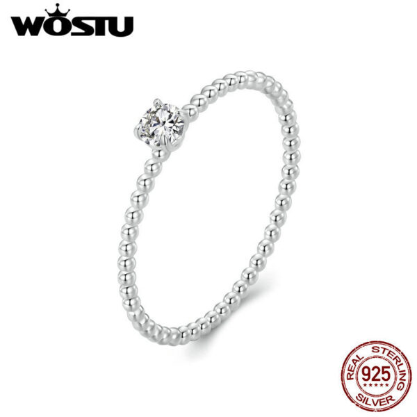 865677b764c1bd9d WOSTU Simple Round Moissanite Beads Ring Women Sterling Sier Diamond Cut Stackable Rings Girl Party Engagement Band Gift