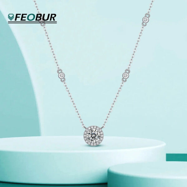 GRA Certified 0.3-3ct Moissanite for Women Sterling Sier Chain D Color VVS1 Round Cut Diamond Pendant Necklace