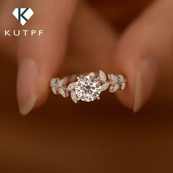 1carat Leaf Moissanite Diamond Engagement Rings for Women Sterling Sier Plated White Gold Wedding Band Promise Ring