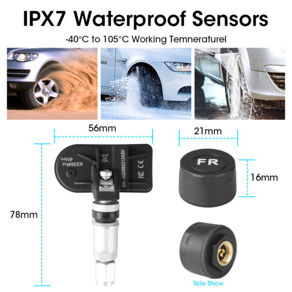 866ba1aacbc9d78d J USB Android TPMS Tire Pressure Monitoring Display Alarm System Internal External 5 Sensors For Car Navigation Radio