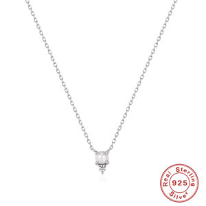 8697fec27f7c14ab ROXI Simple Pearl And Diamond Sterling Sier Women's Versatile Small Necklace Gift Personalized Jewelry