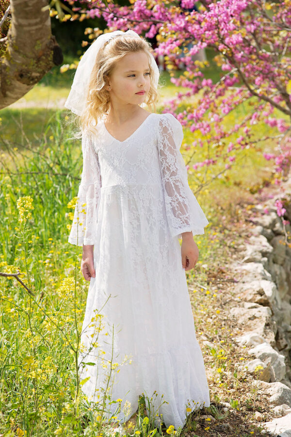 86c54a843ff310f7 2-11Years Boho Flower Girl For Wedding Girls Junior Bridesmaid Dresses First Communion Dress Lace Bohemian Gown