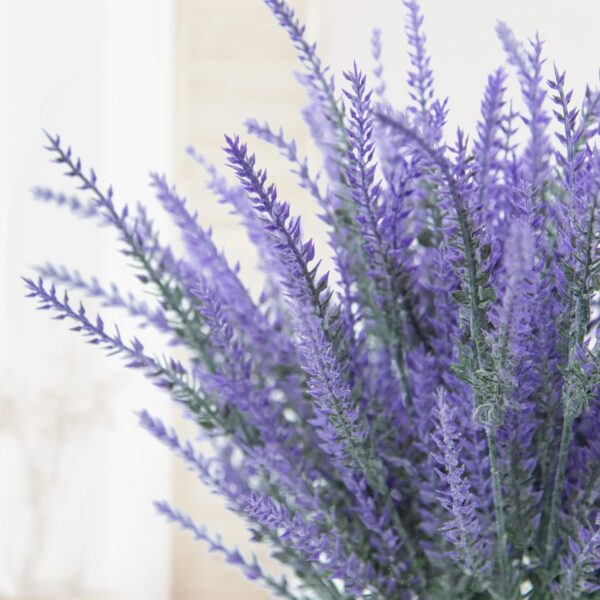 86d4ff72c80bb594 Ouddy Decor 24 Bundles Artificial Lavender Flowers Fake Plastic Purple Flowers Outside UV Resistant for Home Wedding Kitchen Garden Patio Window Box Centerpieces Indoor Outdoor Decor (Gray Purple)