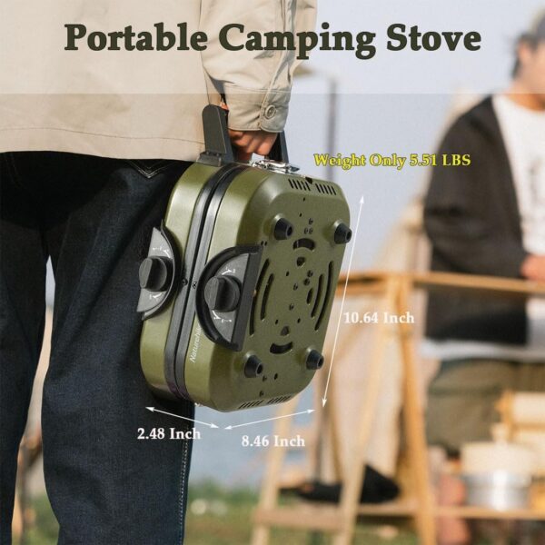 Naturehike 2-in-1 Gas Camping Stove, Frying Pan, Stove with Adjustable Burners, 88.18 oz, Carrying Handle, Portable, Iron SkilletPerfect for Camping & Hiking, Emergency Cooking