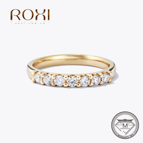 ROXI Ring 2.5mm Gold Half Eternity Bubble Rings For Women Wedding Diamond Engagement Band Moissanite Jewelry
