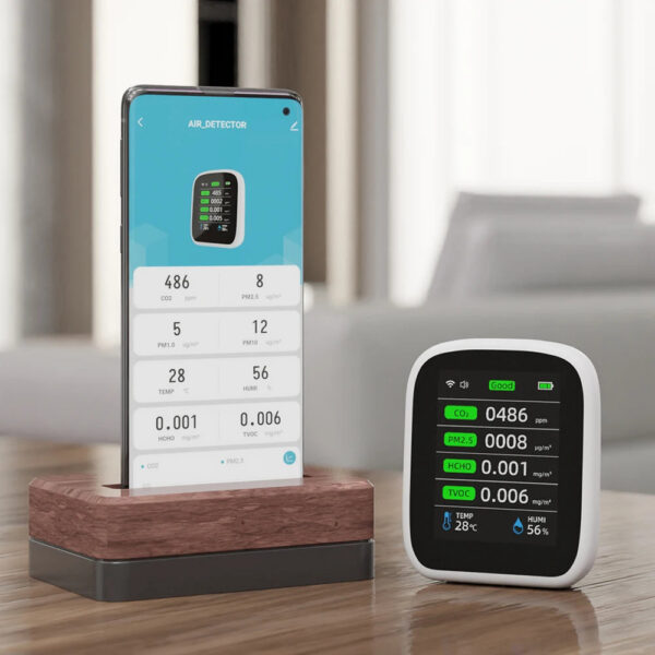 86f9168e333ffc7c Tuya WIFI 8 In 1 Air Quality Monitor CO2 HCHO TVOC PM1.0 PM2.5 PM10 Tester Temperature Humidity Meter Carbon Dioxide Detector