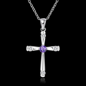 86f9c11d3042fbd1 sterling Sier crystals cross Pendant diamond Necklace For Women fashion party wedding accessories Jewelry gifts