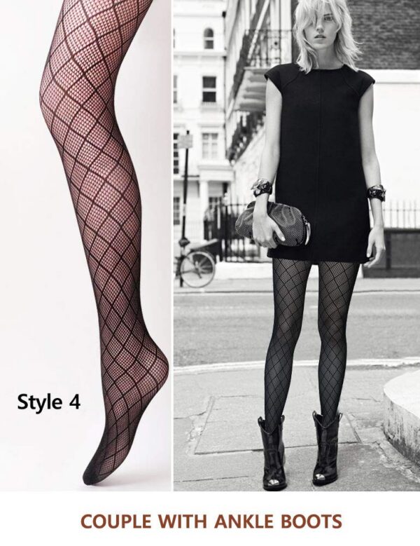 VERO MONTE Women Patterned Fishnet Tights Black Fishnets Net Stockings Pantyhose