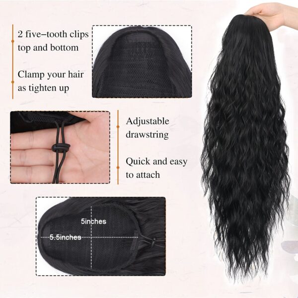 870220c48ba48752 Long Curly Drawstring Synthetic Ponytails Women Black Blonde Red Ponytail Clip in Hair Extensions for Daily Cosplay