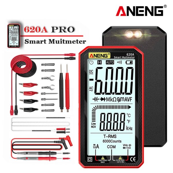8704330d6602c8f6 ANENG 620A 6000 Counts Digital Smart Multimeter Transistor Testers True RMS Auto Electrical Capacitance Meter Temp Resistance