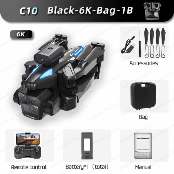870abe35eaf08dc5 New C10 Max 6000M GPS Rc Drone HD Optical Flow Positioning Obstacle Avoidance Gesture Photography Foldable Quadcopter Toy Gifts