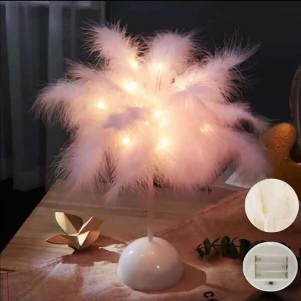 1PC Feather Design LED Table Lamp Kids - Battery-Powered, Portable & Ideal Bedroom Decor for All Ocns