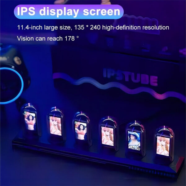 RGB Nixie Clock LED Glows IPS Color Screen DIY Analog Digital Tube Night lights Gaming Desktop Home Decoration Gift Idea