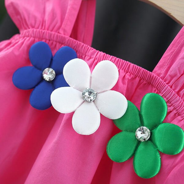 Summer Sweet Baby Girl Sleeveless Dresses Flowers Simple Solid Color Newborn Children Clothes Toddlers Thin Cotton Kids Costume