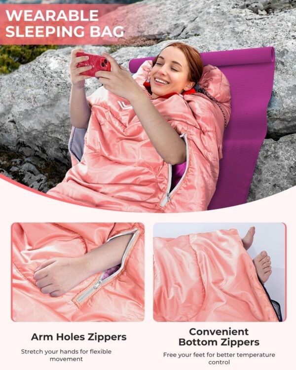 874099a57f330c89 Sleeping Bag for Adults 220×85cm, 3-4 Season Warm & Cool Weather Sleeping Bag with Zippered Holes for Adults & Kids Camping,Traveling, Music Festival and Outdoors,1.9KG