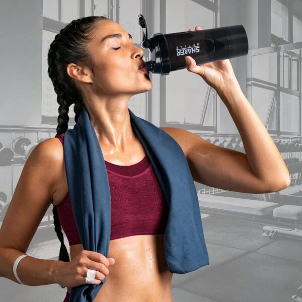 3 Layers Shaker Protein Powder Shake Water Plastic Mixing Cup Body Building Exercise Bottle