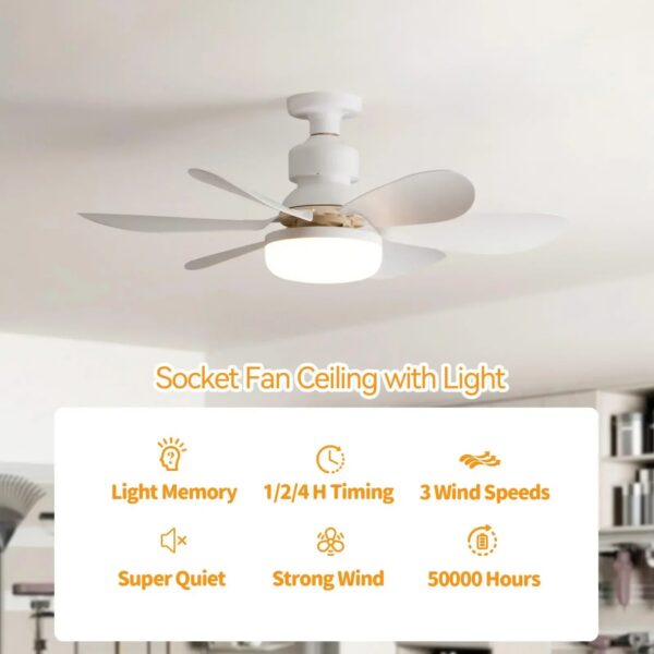 877ce92a39731ada LED 40W ceiling fan light E27 with remote control for dimming, suitable for living room, study, household use, 85-265V