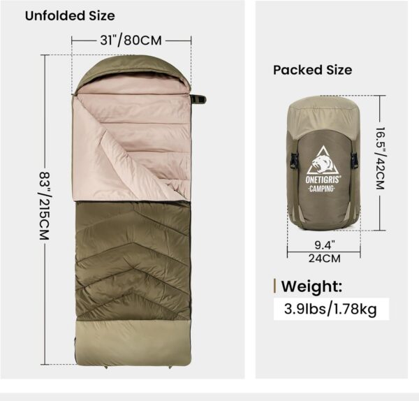 8784e93d94780dff OneTigris Trailnap Sleeping Bag 3 Season Extra-Wide Warm for Camping Backpacking Travel Outdoor Activities