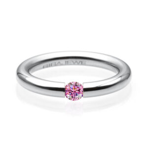 879cce2959a464bc GIGEWE Moissanite 0.3ct 4mm Round Cut Nova Blue/Pink White Titanium Steel Ring Diamond Test Passed Fashion Claw Setting Gift