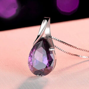 87a1bb375101a1fd Buyee Sterling Sier Stone Pendant Light Natural Amethyst Necklace for Woman Girl Family Party Fine Jewelry Chain