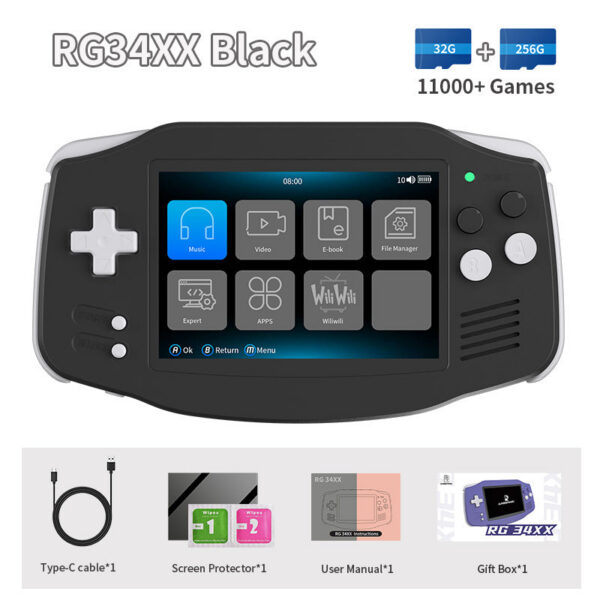 87a32eb7a9565a6e ANBERNIC RG34XX Retro Video Handheld Game Console 3.4" IPS Screen 32G ux 64-bit System Support 5G WiFi Bluetooth HD TV Output