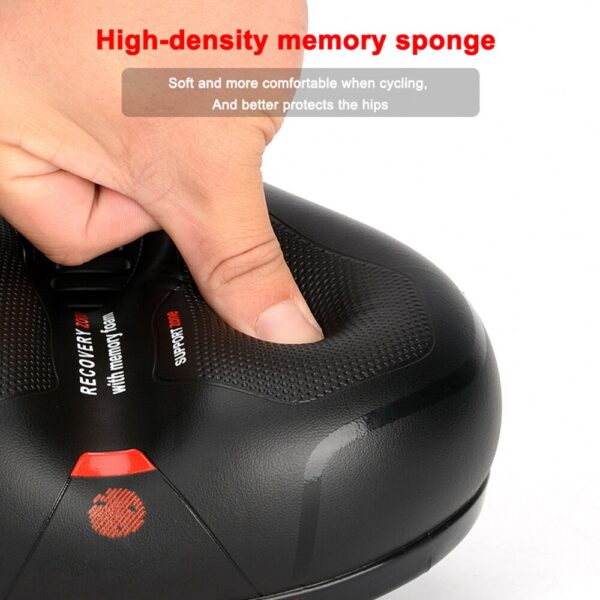 87ab74c83e8a63f3 Hollow Breathable Bicycle Men Women MTB Road Saddle Shock Absorbing Comfortable Big Butt Bike Seat Safety Warning