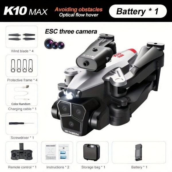New K10 Max RC Drone 8K Professional Triple Camera Optical Flow Obstacle Avoidance Gesture Photography Foldable Quadcopter Toys