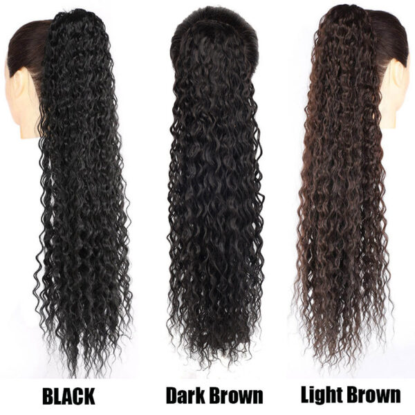 87bd177778c0e1a7 Curly Extensions Clip in Synthetic Drawstring Ponytail Wig Long 32Inch Water Wave Afro Pony Tail Women Hairpiece False