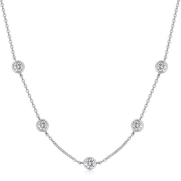 87c3d18a9d57e9fa 5mm 5 Stones Bubble Moissanite Necklace Certified Original 18k Gold Plated 925 Silver Diamond Choker Chain for Women Jewelry GRA