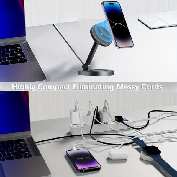 87c5df1c3d4a3f2f 2 In 1 Magnetic Wireless Charger Stand Pad For iPhone 15 14 13 12 Pro Max 11 X Apple Watch Fast Charging Dock Station