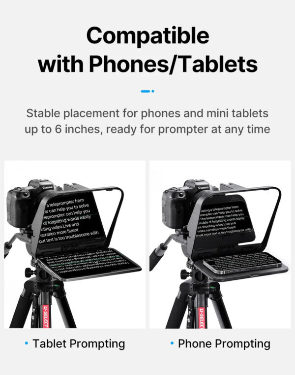 Ulanzi RT02 Teleprompter Portable Mini Collapsible Prompter for Tablets DSLR Laptop Camera Phone Live Streaming Video Recording