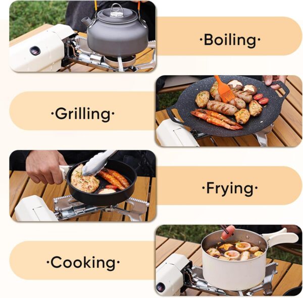 Jargrovs Camping Gaskocher,Portable Gas Camping Stove,Faltbarer Campingkocher mit Tragetasche,2,6 kW Windschutz Gaskocher, kompakter campingkocher gas für Camping,Wandern und Partys (Khaki)