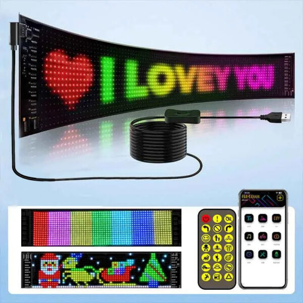 87daf642378cb49f Matrix Pixel Panel, Scrolg Bright Advertising Signs, Flexible USB 5V LED Car Sign Bluetooth App Control