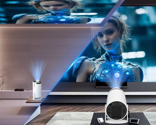 87dd7265032c78fa Mini with Android 11, Portable 4K 1080P Full HD Support, Smart 5G WiFi6 BT5.0 Auto Horizontal Correction, 180°Rotatable Outdoor Projector for Phone/TV Stick/Laptop