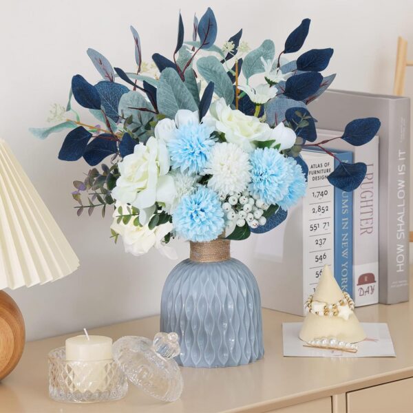 87e18e320bd587b9 CEWOR Artificial Flowers with Vase Faux Flowers in Vase Fake Flowers Bouquet for Table Centerpiece Decorations Home Kitchen Decor
