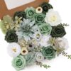87f8654a4e25babe Floweroyal Artificial Flowers Combo Dusty Blue Flowers Mix Silk Flowers Dahlia Roses with Stems for DIY Wedding Bridal Bouquets, Baby Shower, Floral Arrangement, Table Centerpieces, Home Decorations.