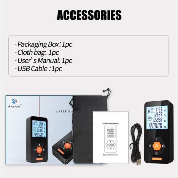 Aicevoos Digital Rangefinder 50M 70M 100M 120M Distance Meter Trena Laser Tape Measure Roulette Range Finder