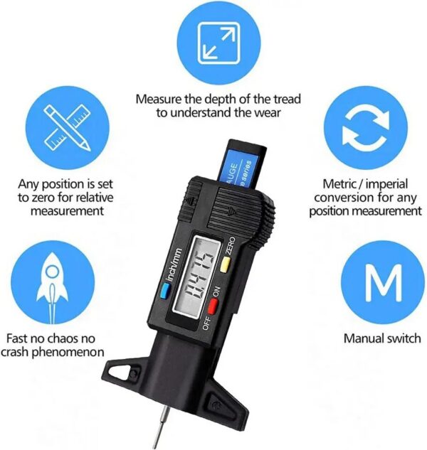 88162aed6d0a6b22 1PC Digital Depth LCD Tread Gauge For Car Tire 0-25mm Measurer Tool Caliper Repair Tools