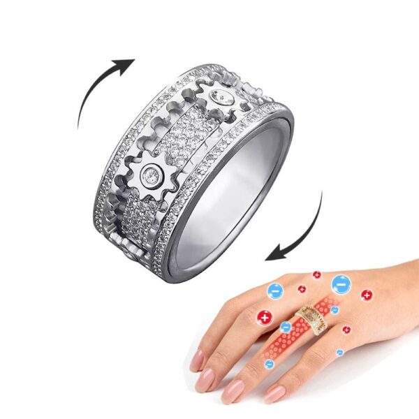 882f62d4fae72c2e New 3D Band Ring Ornate Diamond Rotating Gear Spinner Rings Handmade Geometric Mechanical Decompression Anxiety Supplies
